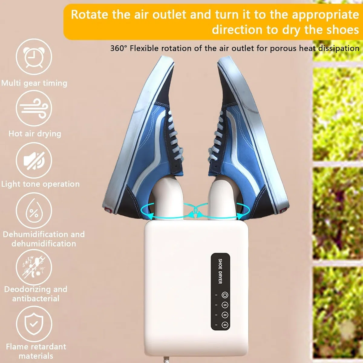 Asciuga Scarpe ad Aria Calda. Funzione Deumidificatore, Profumatore ed Elimina Batteri. Elettrico con Cavo. Timer Regolabile. Silenzioso ed Efficiente - CW950