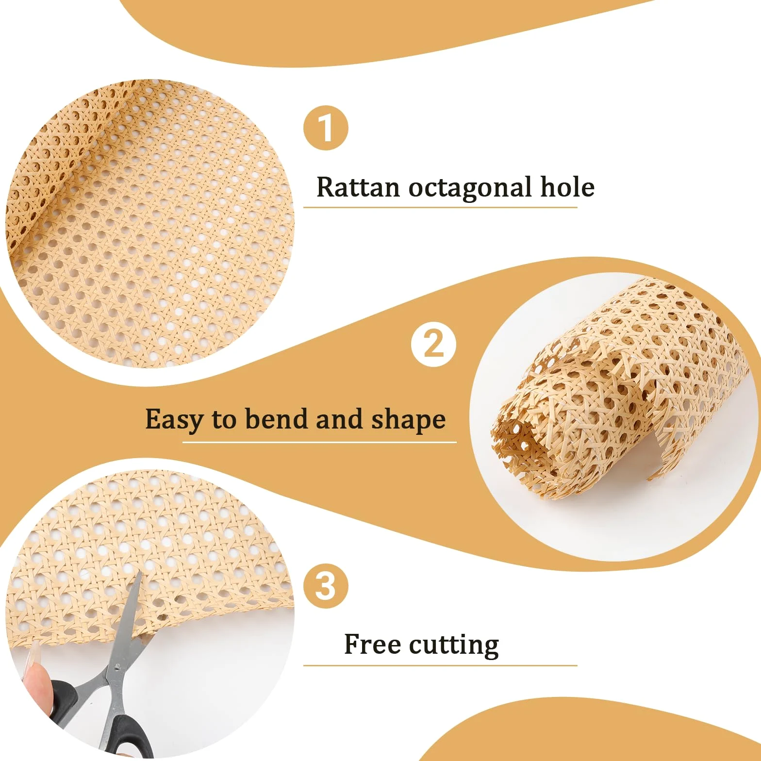 Rattan Rotolo PE 40x150 CM Paglia di Vienna per Sedie Fatto a Mano Fettuccia Rattan Artigianato Fai da Te Fettuccia in Ratta per Mobili, Cestini, Sottobicchieri, Sedie