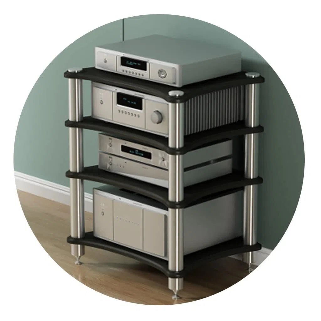 Scaffale AV Per Rack HiFi Supporto TV A 1/2/3/4 Livelli Mobile TV Mobile Per Amplificatore Hi-fi Mobile Per Apparecchiature Rack Per Altoparlanti Rack Per Amplificatore ( Color : Black , S : 60*48*85c