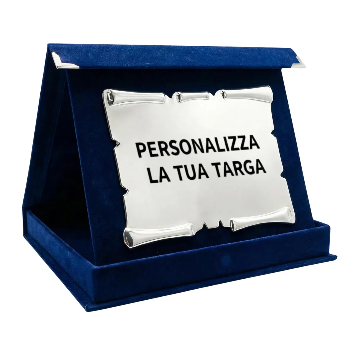 Targa Personalizzata con Astuccio in Velluto Blu – per Laurea, Premio, Pensionamento e Riconoscimento – Stile Classico o Pergamena