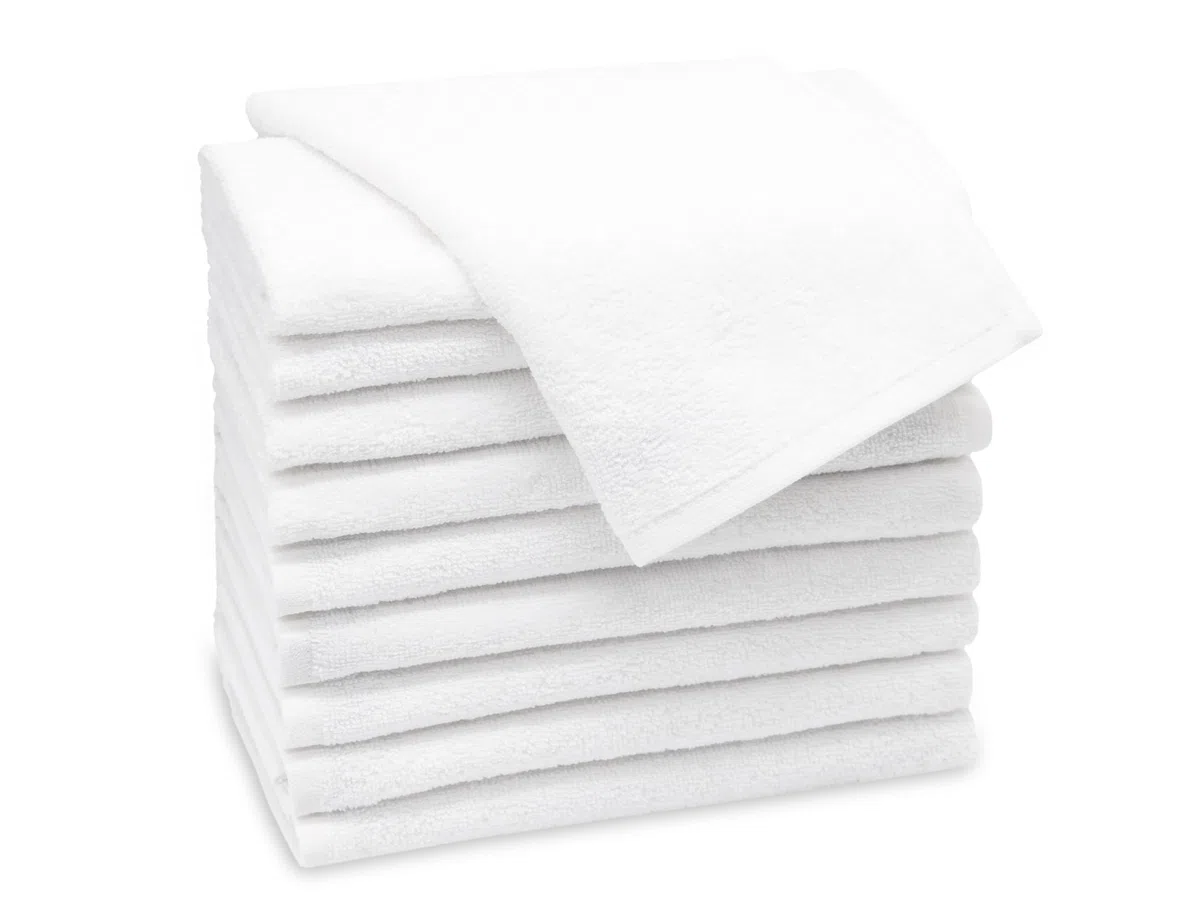 ZOLLNER 10 asciugamani per gli ospiti 30x50 cm - salviettine per le mani - bianco - con gancetto - lavabili a 95°C - cotone - qualità d'albergo