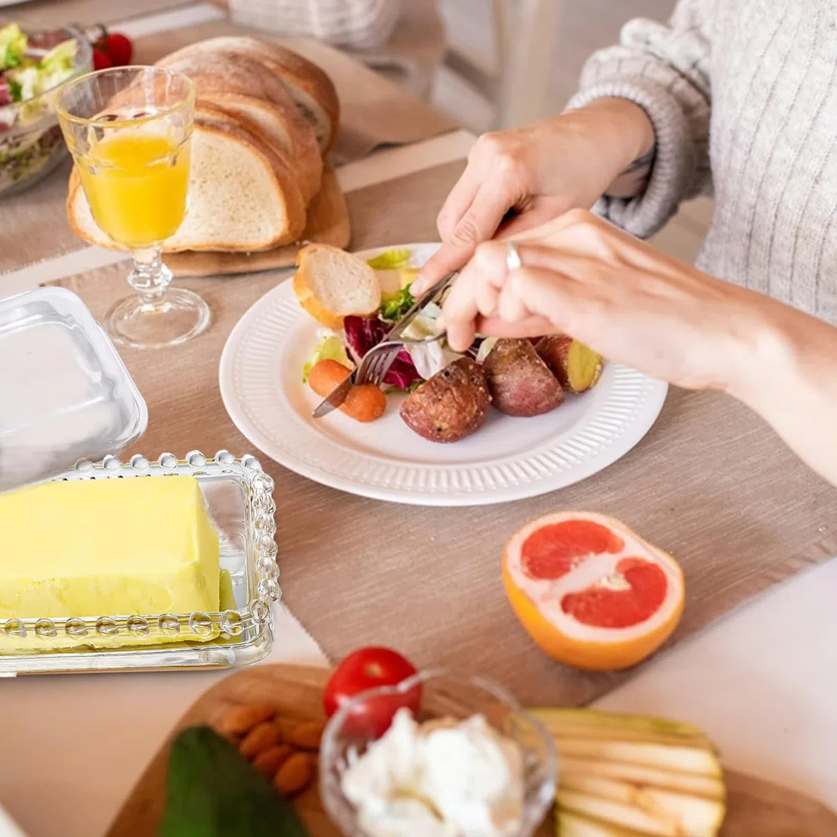 Burriera in Vetro, Contenitore per Burro da Cucina, Igienica Con Fresh-Contenitore per Torte, 100% Senza BPA - Per 250 g di Burro Fresco