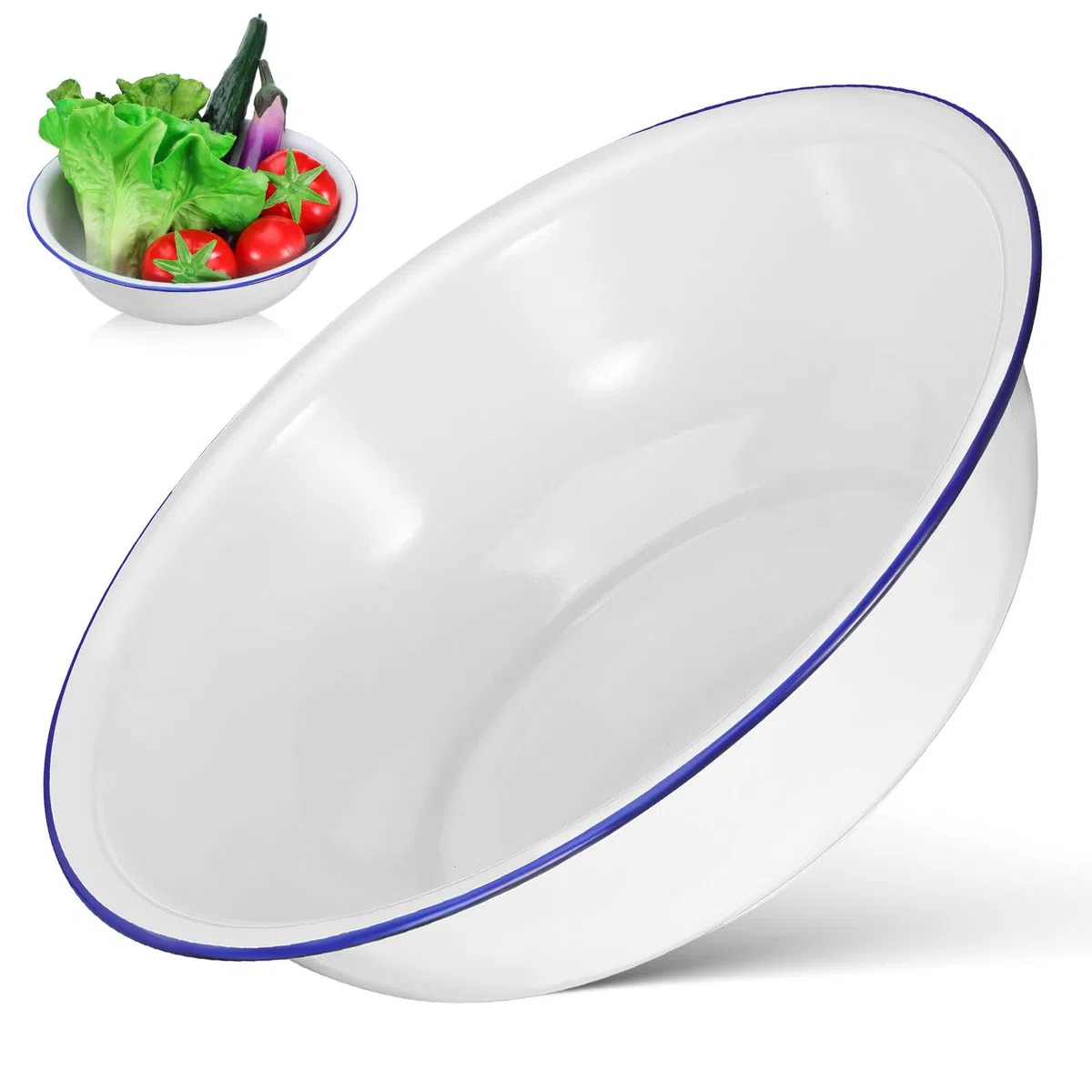 Ciotola Smaltata Vintage Bacinella Spessa E Robusta Per Lavaggio Verdure Viso E Impasti Con Design Elegante Per Cucina E Bagno