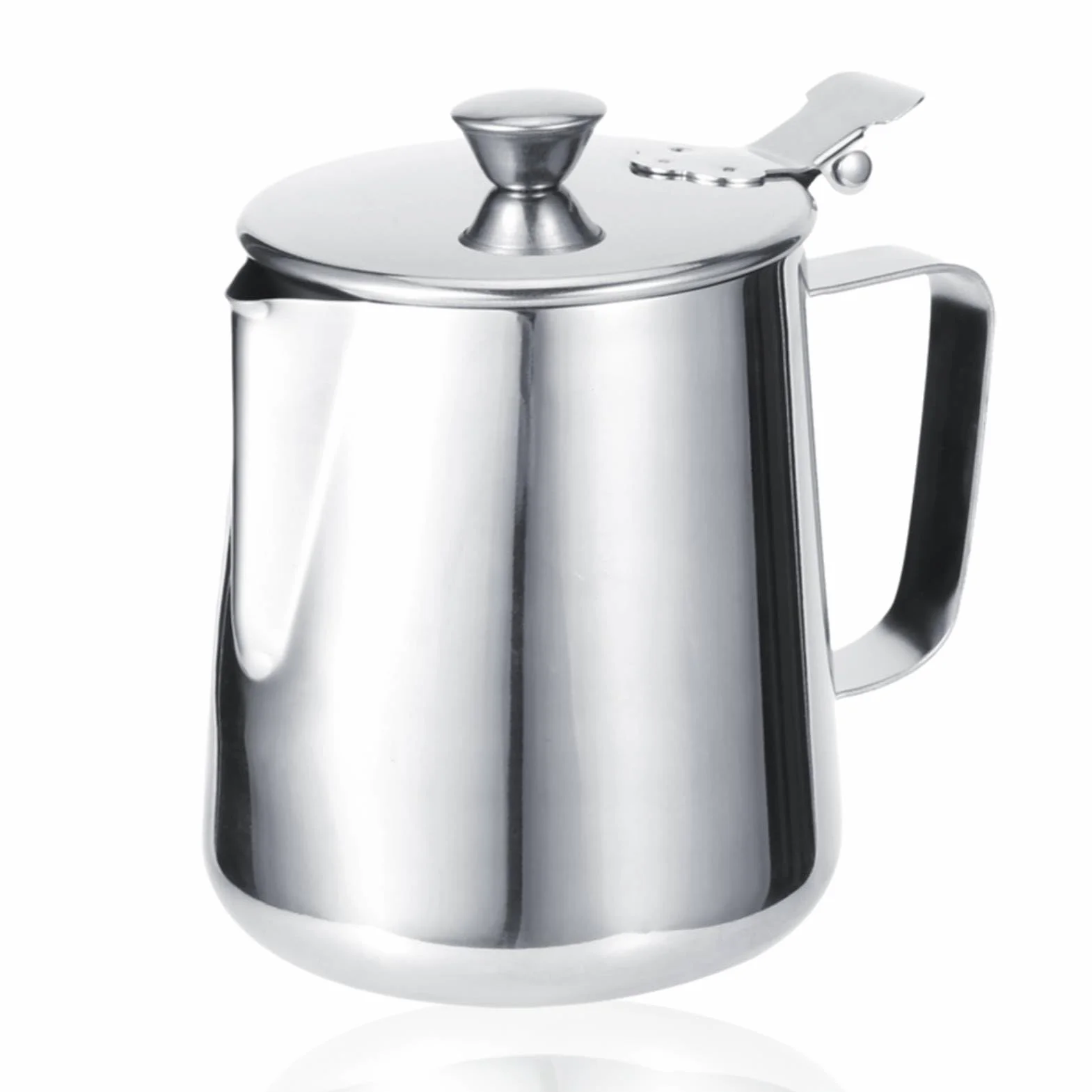 Brocca per latte con coperchio, brocca per montalatte da 600 ml/1000 ml brocca per latte in acciaio inossidabile tazza brocca per schiuma di latte con manico per caffè latte Art (600 ml)