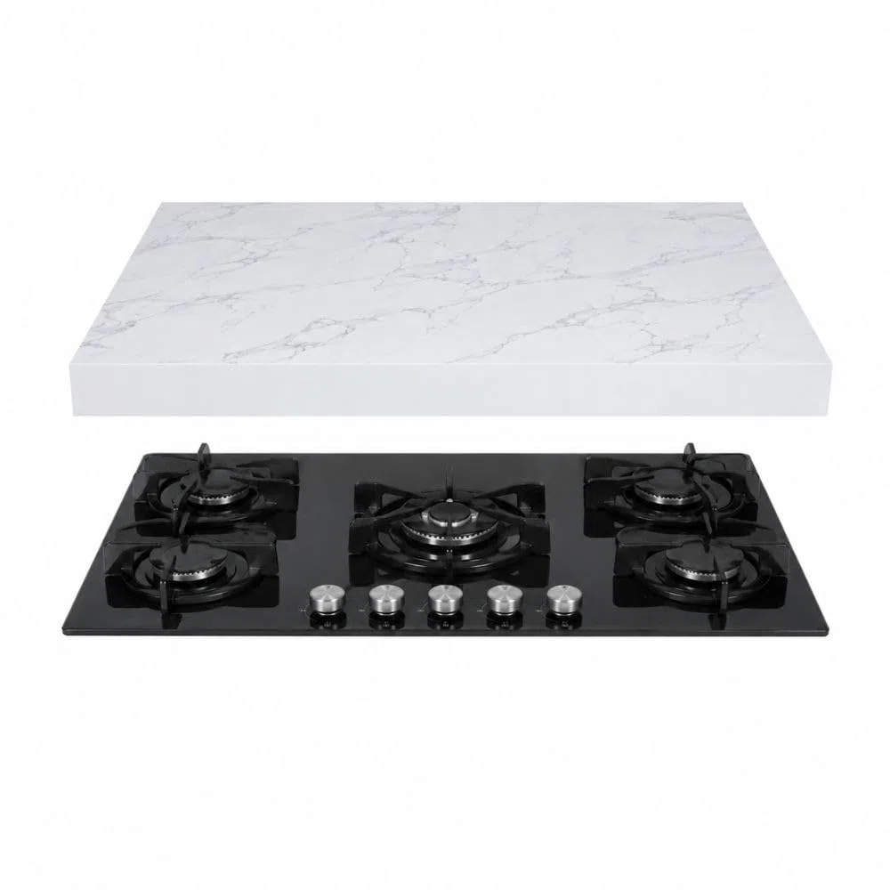 Coprifornello in Legno Ultraresistente 90x54x7,5 cm – Copripiano Cottura Effetto Marmo Marmorizzato – Protezione Piano Cottura Cucina – Variante Oro o Silver (Silver)