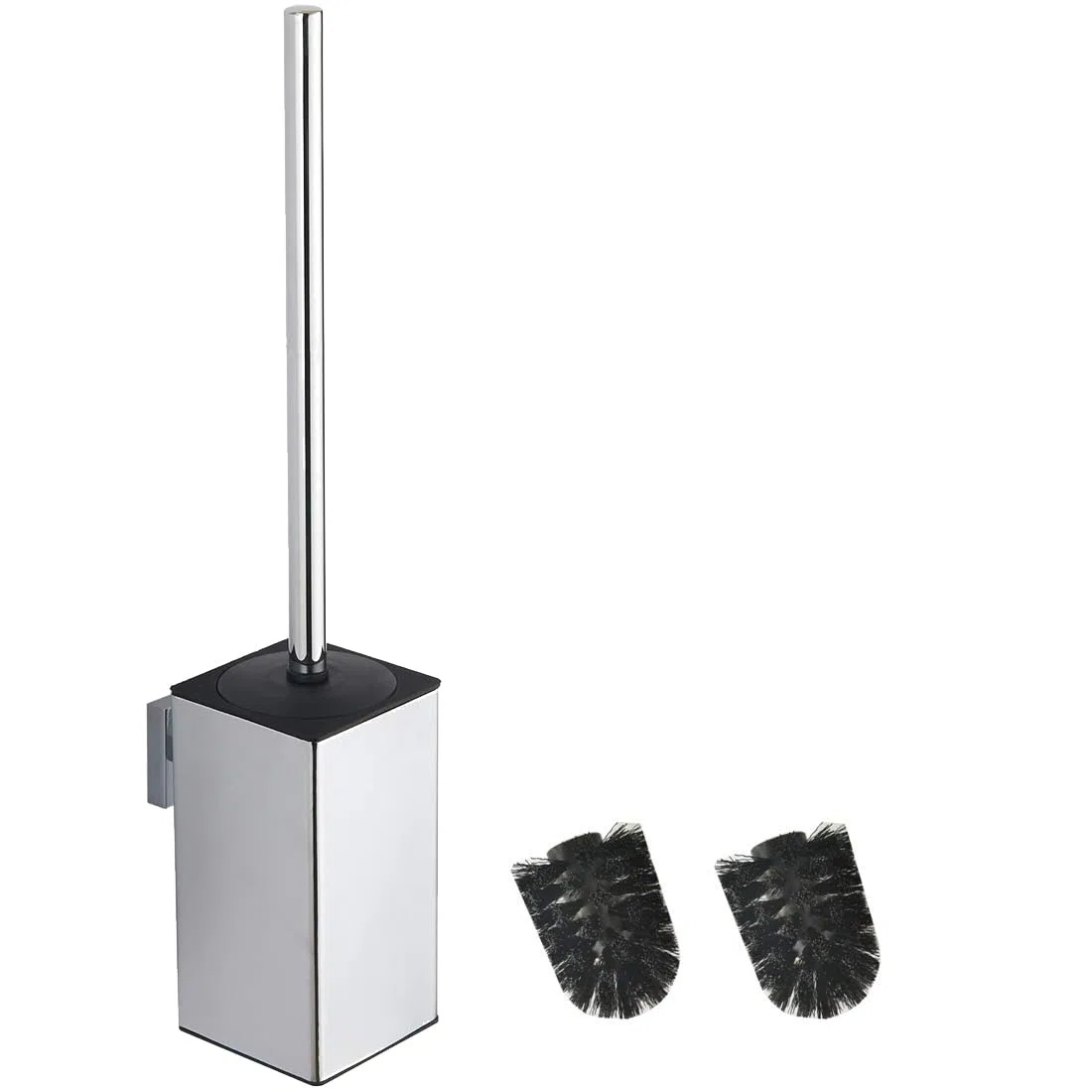 BGL Portascopino quadrato da parete in acciaio inox 304 (cromato)