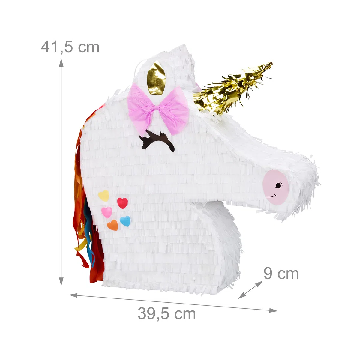 Relaxdays Pignatta a Forma di Unicorno, da Appendere, per Bimbi e Bimbe, per Feste Compleanno, da Riempire, Bianco