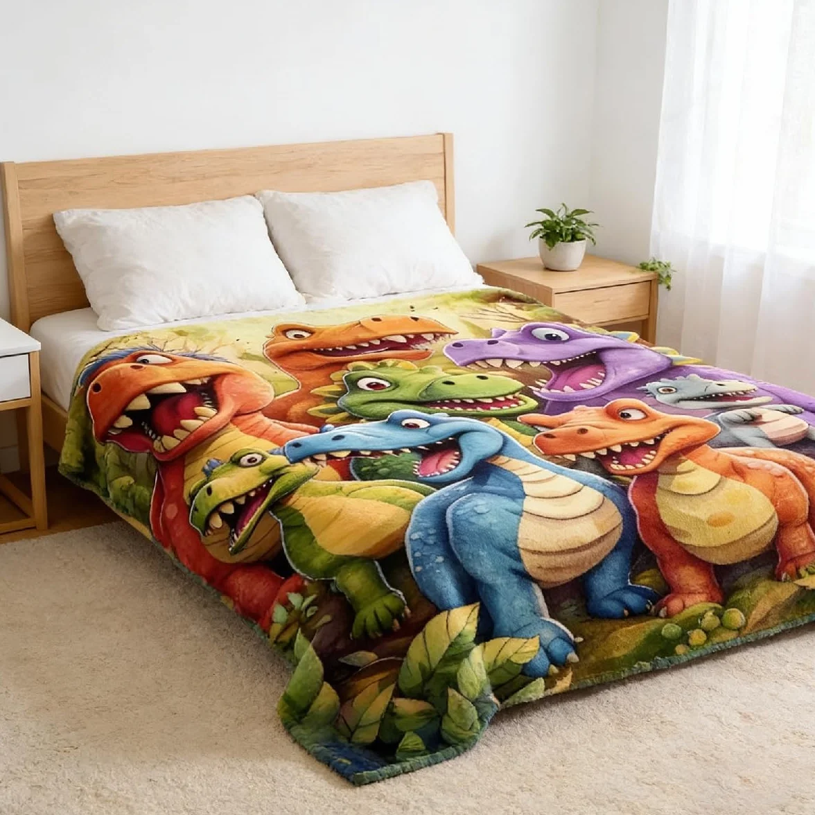 Coperta con dinosauri, 150 x 130 cm, super morbida, per bambini, ragazzi, ragazze, in pile, per bambini, grande e confortevole, come regalo per letto, divano, divano