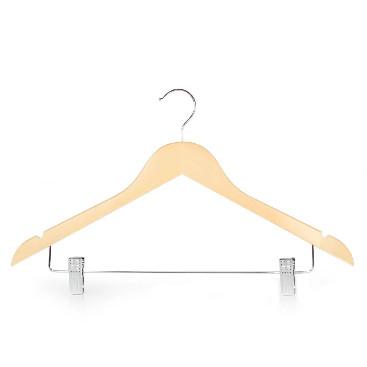HANGERWORLD 5 Grucce 45cm in Legno Laccato Naturale con Pinze in Metallo per Gonne e Pantaloni