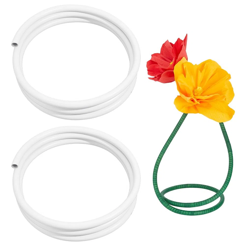 PH PandaHall Tubo flessibile da 5 m, 16 mm, in plastica bianca, pieghevole, in plastica e alluminio, per steli di fiori artificiali fai da te, decorazioni per archi di nozze, oggetti di scena cosplay