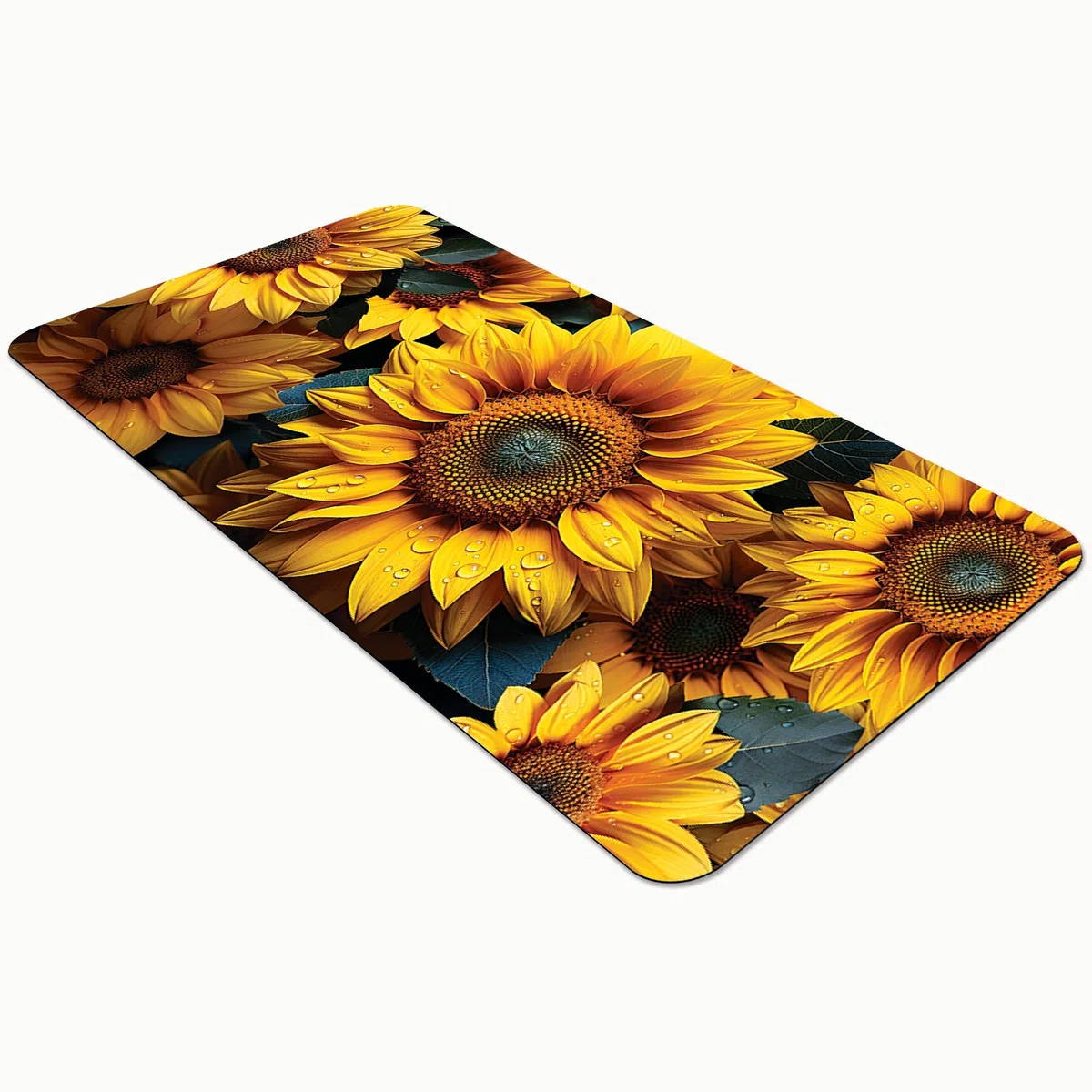 Comart - Tappeto Cucina Austin - Impermeabile - Antiscivolo - Antimacchia - Lavabile in Lavatrice - Passatoia in Poliestere - per Corridoio e Cucina - Made in Italy - Fiori Girasoli - 50x130 cm
