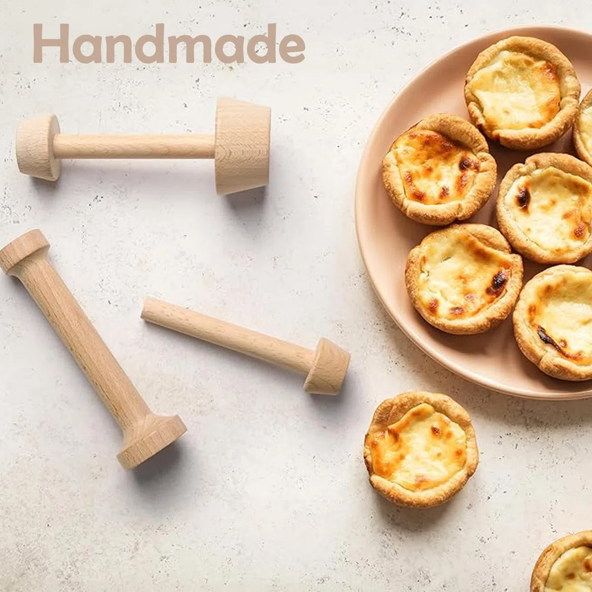 3 Pezzis Stampi In Legno Per Crostate, Mini Doppia Stampo Per Crostate, Pasticceria Tamper Crostata, Tartelletta Pestello, Tartelletta Pestello In Legno Per Impasto Biscotti Pasticceria Pressa