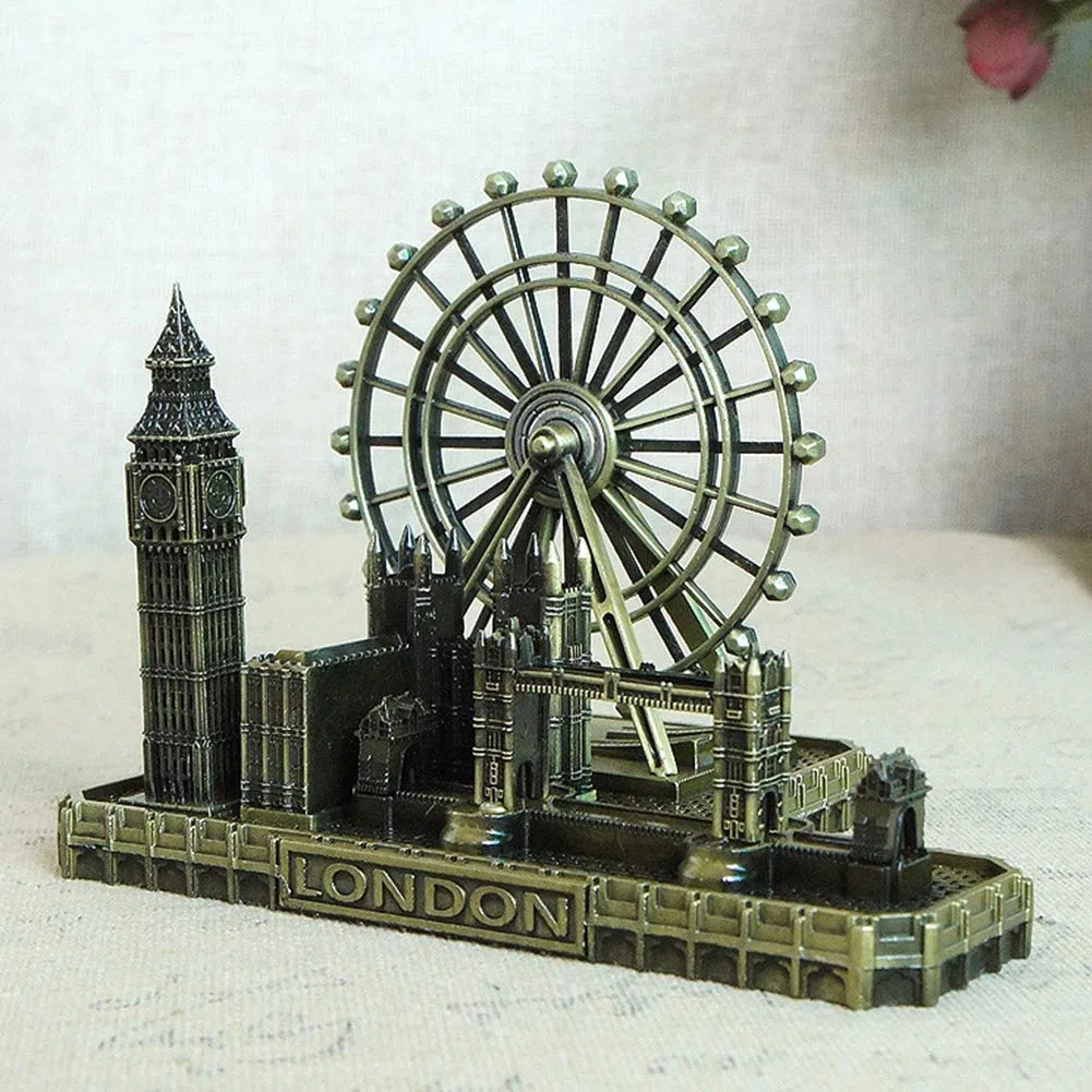 Modello London Eye Big Ben Tower Bridge in Metallo Edificio della Chiesa Souvenir Memoriale Stile Europeo Decorazione della Casa