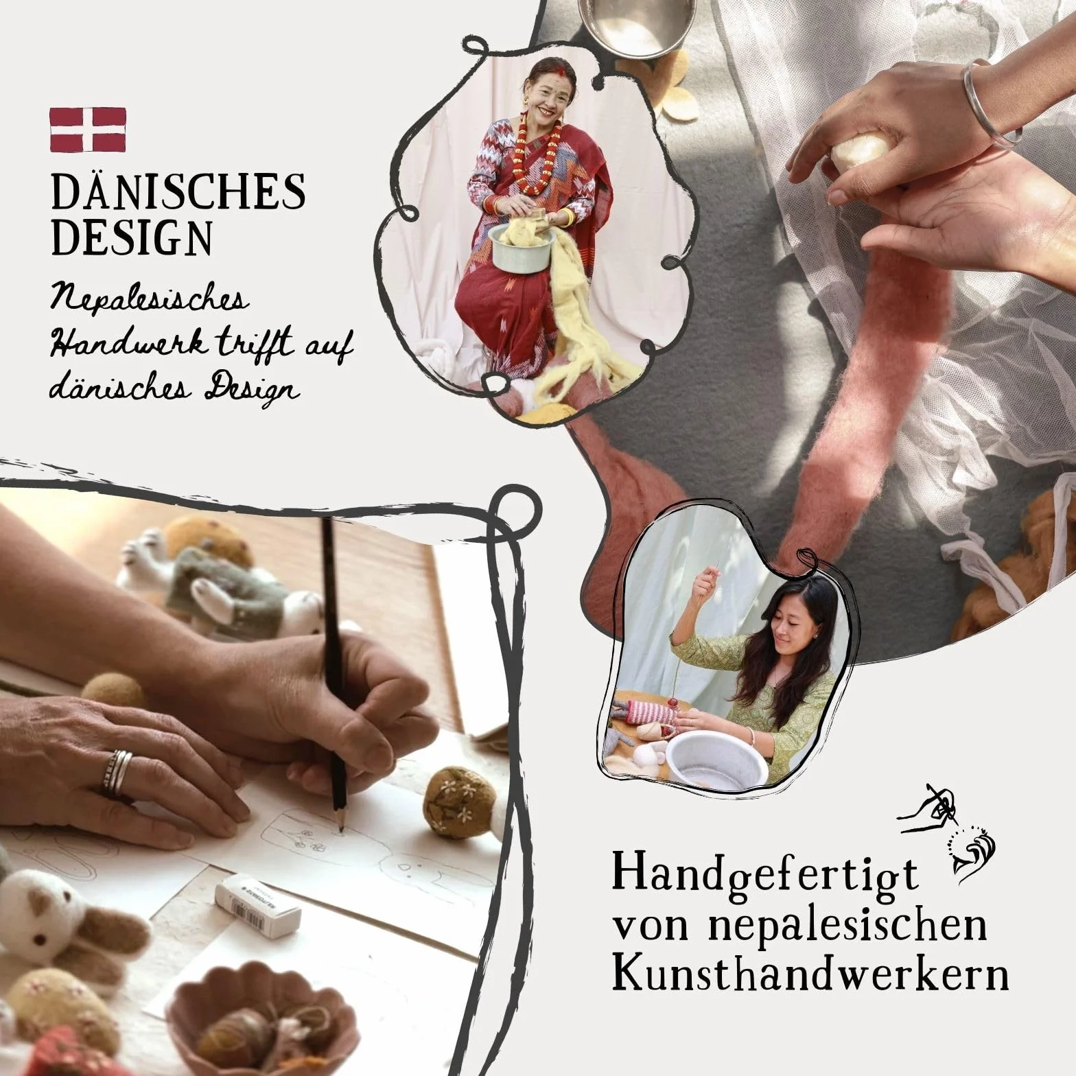 Fatto a mano e certificato equo e solidale | Gry & Sif | Elegante design danese x artigiani nepalesi | ornamento giacinto di perle – bianco, lavanda e azzurro – Set da 3 pezzi | decorazione pasquale