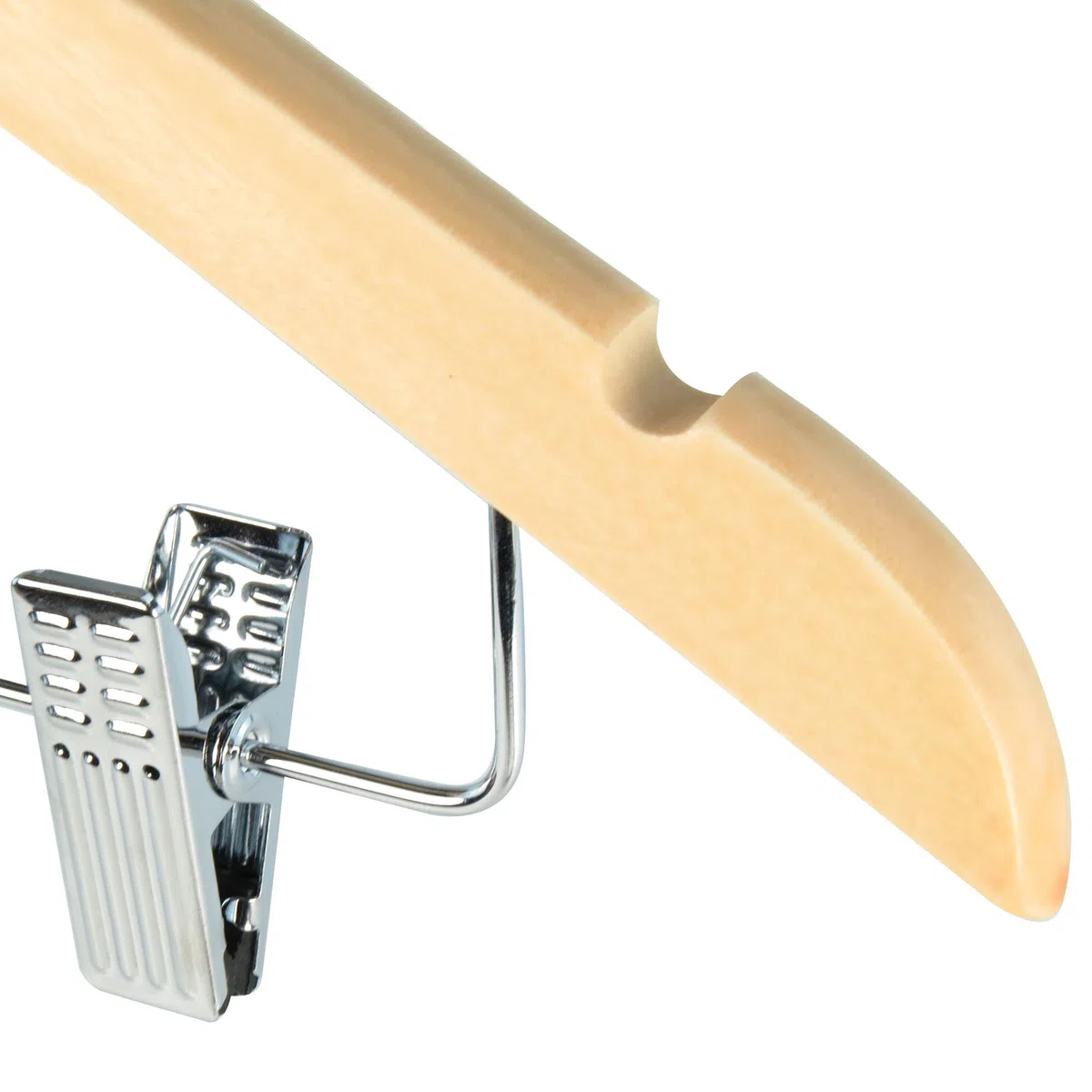 HANGERWORLD 5 Grucce 45cm in Legno Laccato Naturale con Pinze in Metallo per Gonne e Pantaloni