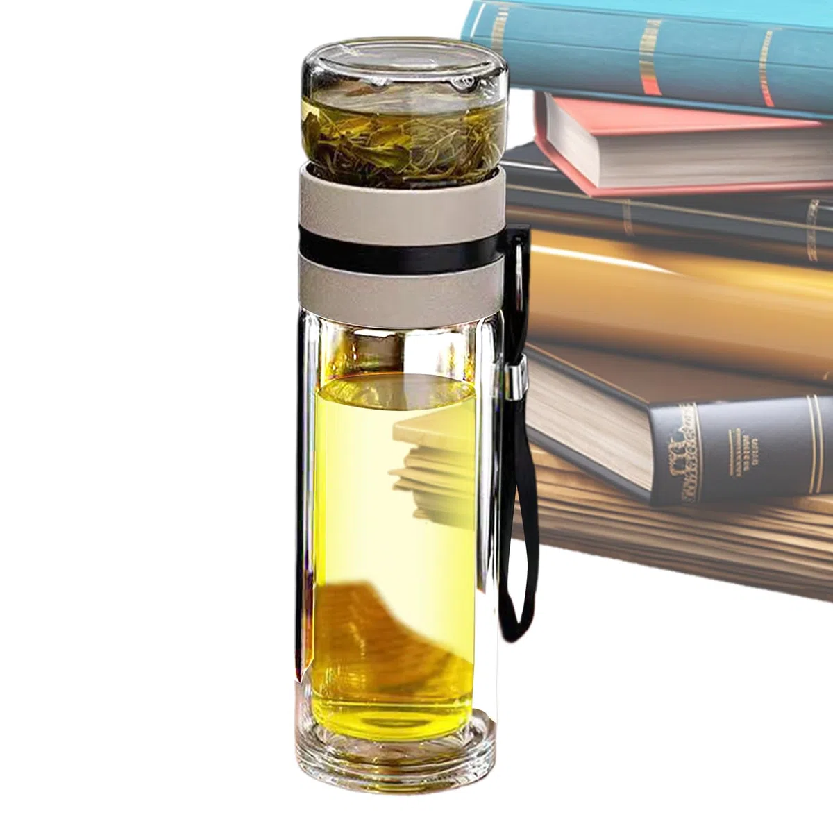 Glass Water Bottle for Tea, Portable Tea Bottle with Infuser, Fruit Infuser Water Bottle, Leakproof Glass Tea Bottle, Travel Tea Infuser Bottle, Loose Tea Water Bottle, Travel Infuser Tea Cup