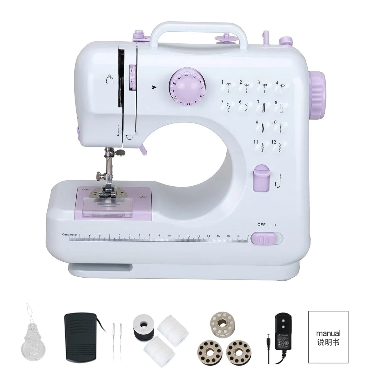 505a Macchina Da Cucire Elettrica Portatile Con 12 Punti Di Cucitura, Mini Macchina Da Cucire Portatile Con Pedale, Tagliafilo E Luce Da Lavoro Per Principianti Professionisti Fai Da Te