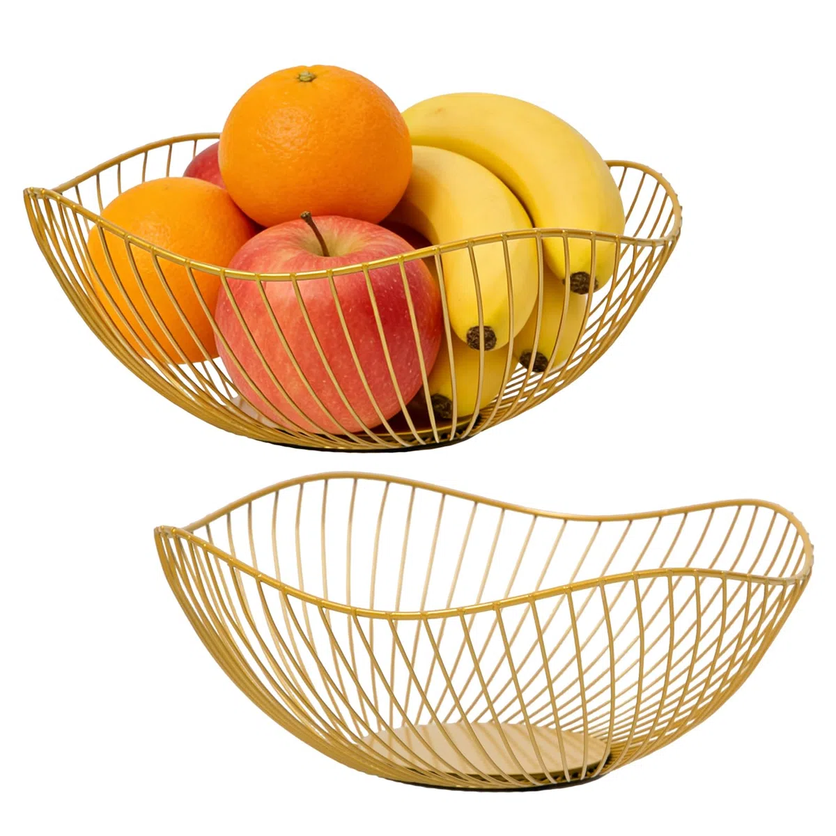 2 Pezzi Portafrutta da Tavolo Oro Cesto di Frutta in Metallo Cesto Portafrutta da Tavolo Cesto per Frutta e Verdura Ciotola per Frutta per Frutta, Pane, Verdura e Altri Alimenti