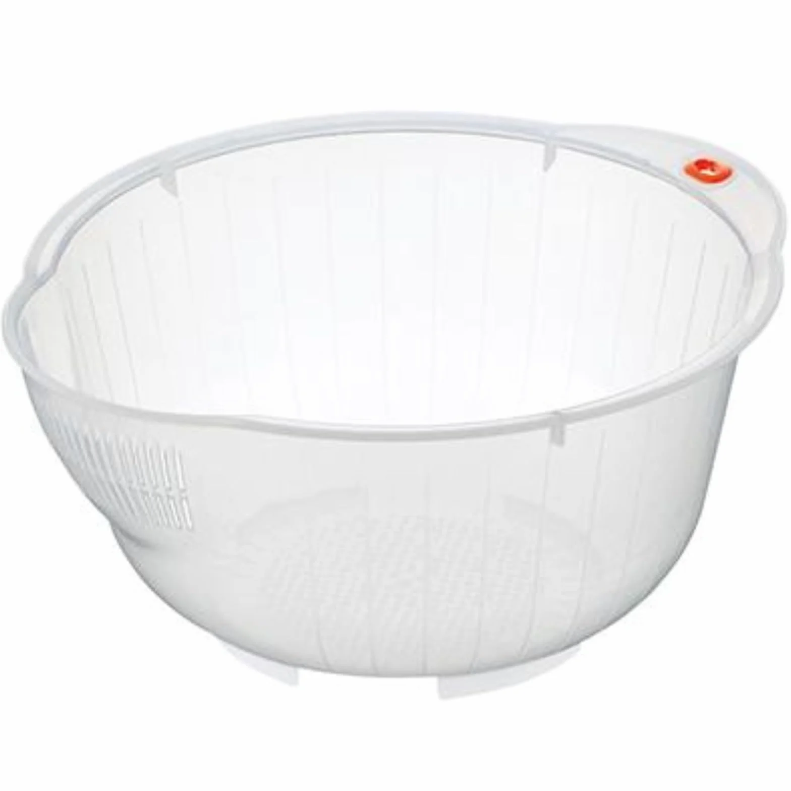 Inomata Japanese Rice Washing Bowl with Side And Bottom Drainers, Trasparente