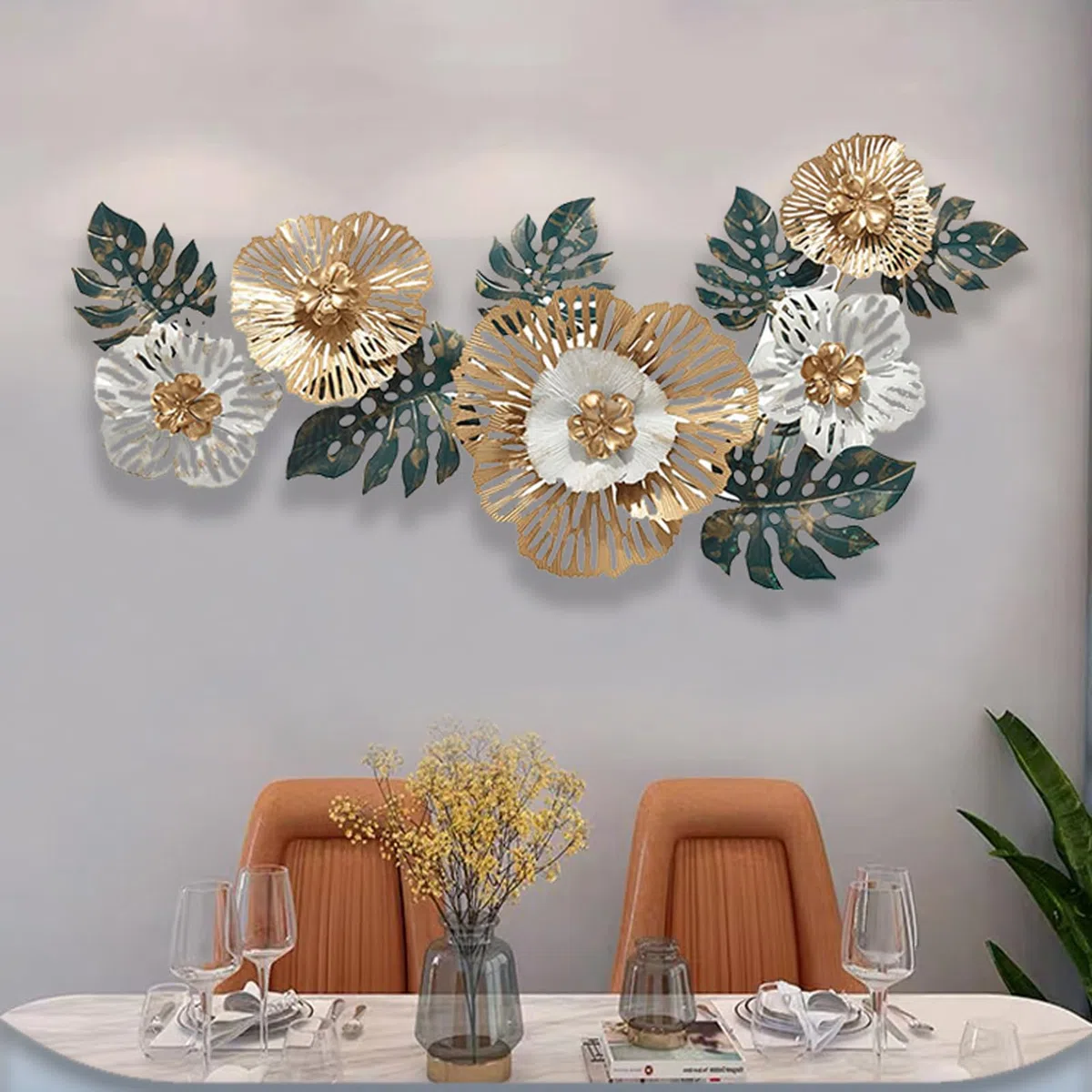 NNYCC Arte murale in metallo Scultura tridimensionale metallo texture metallo lavorate mano valorizzano l'arredamento della tua casa Ampio soggiorno arredamento per casa 138x57 cm,138cm