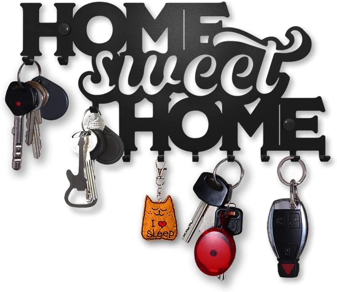 Home Sweet Home Decoration - Portachiavi da parete, con chiave da parete, per decorazione da parete in metallo, decorazione per la casa, cucina, accessori
