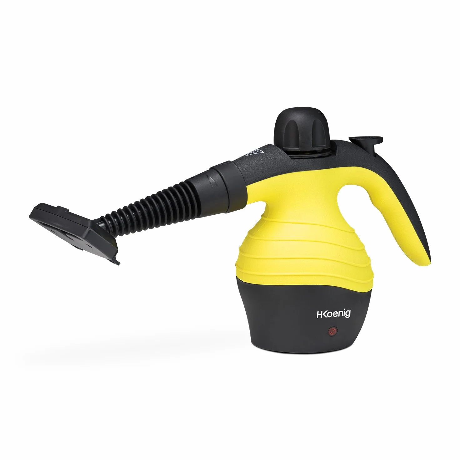 H.Koenig NV60 Pulitore a vapore,Portatile, Multiuso, Potente 4.2 bars, 250ml + accessori 1000W, Nero/Giallo