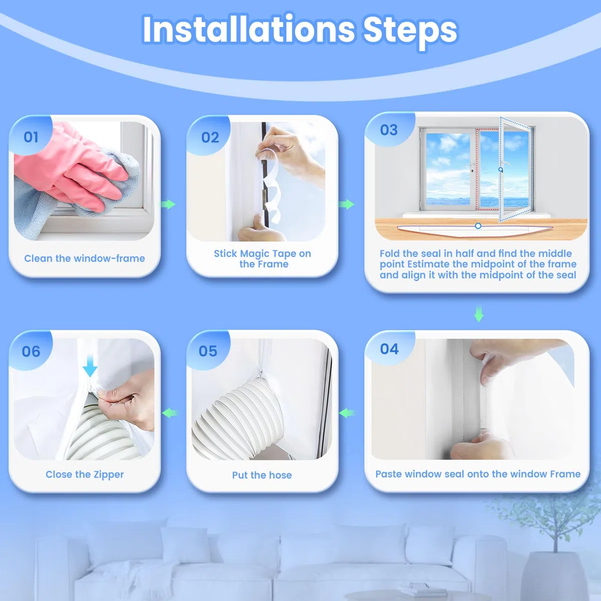400CM（157'') Universale Guarnizione Finestra Condizionatore,Portatile Climatizzatore per Finestre Kit, Air Conditioner Window Seal per Tutti Condizionatori Mobili e Asciugatrici, Facile da Installare