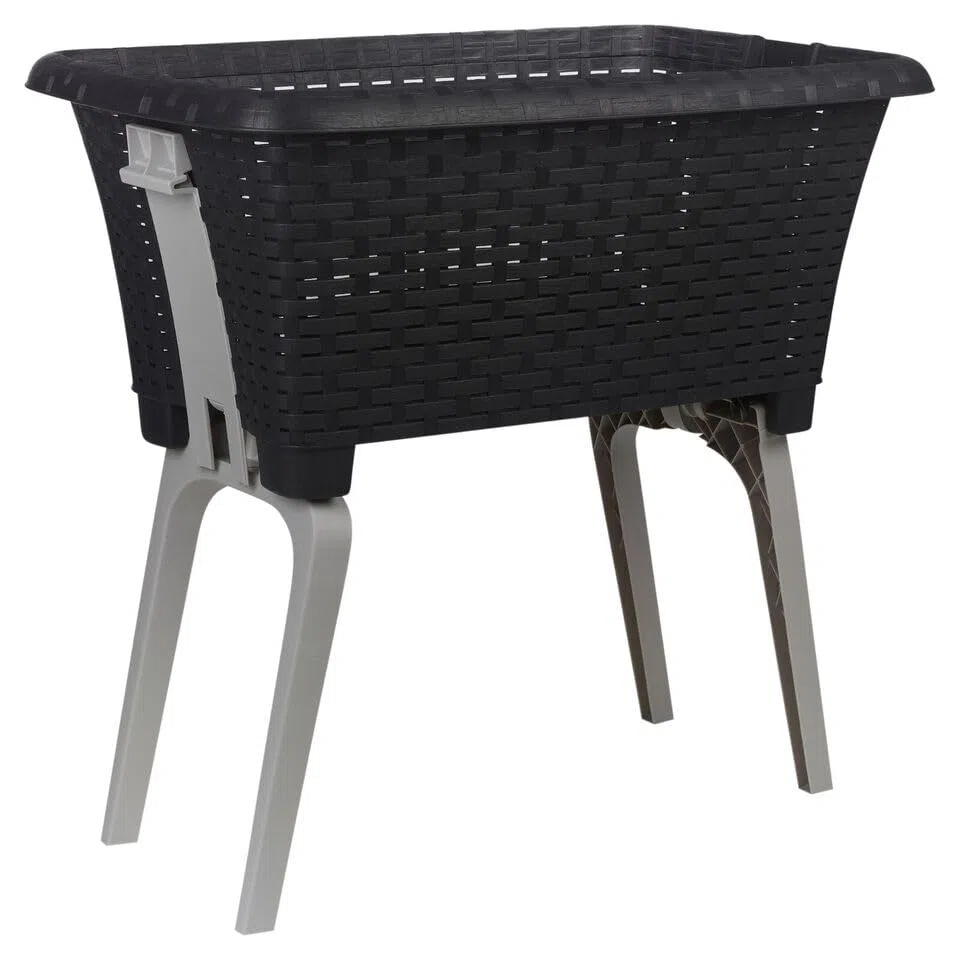URBNLIVING - Cesto portabiancheria grande pieghevole con gambe retraibili - In plastica riciclata durevole, altezza ergonomica, salvaspazio e impilabile - Contenitore per biancheria - Antracite