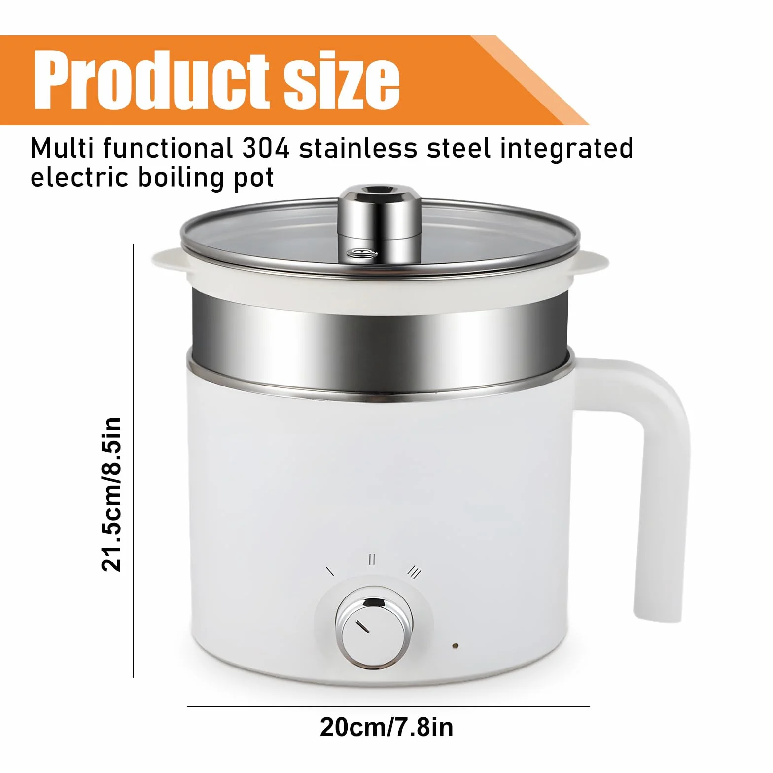 SUNOYA Un Set Mini Pentola Elettrica, 1.7l Portatile Pentola Elettrica, 300 W/600 W Hot Pot Ramen Cooker Con Vaporiera, Pentola Calda Elettrica Antiaderente, Per Riscaldamento Rapido In Viaggio