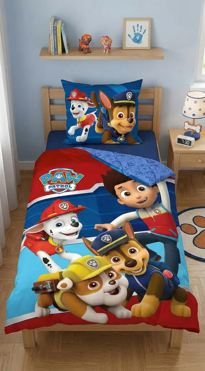 Biancheria da letto Paw Patrol, copripiumino 140 x 200 cm + federa 63 x 63 cm, set di biancheria da letto per bambini
