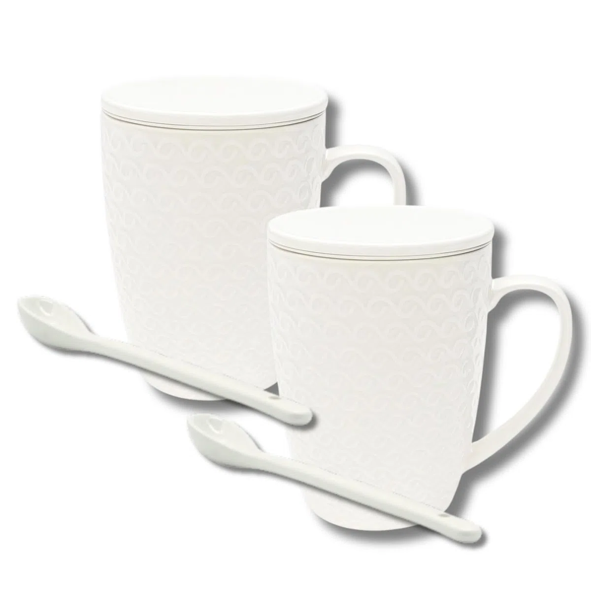 Set 2 Pezzi Tisaniere Tazze con Cucchiaio Filtro e Coperchio in Porcellana Liscia e Resistente Tisana The Infusi Elegante Idea Regalo