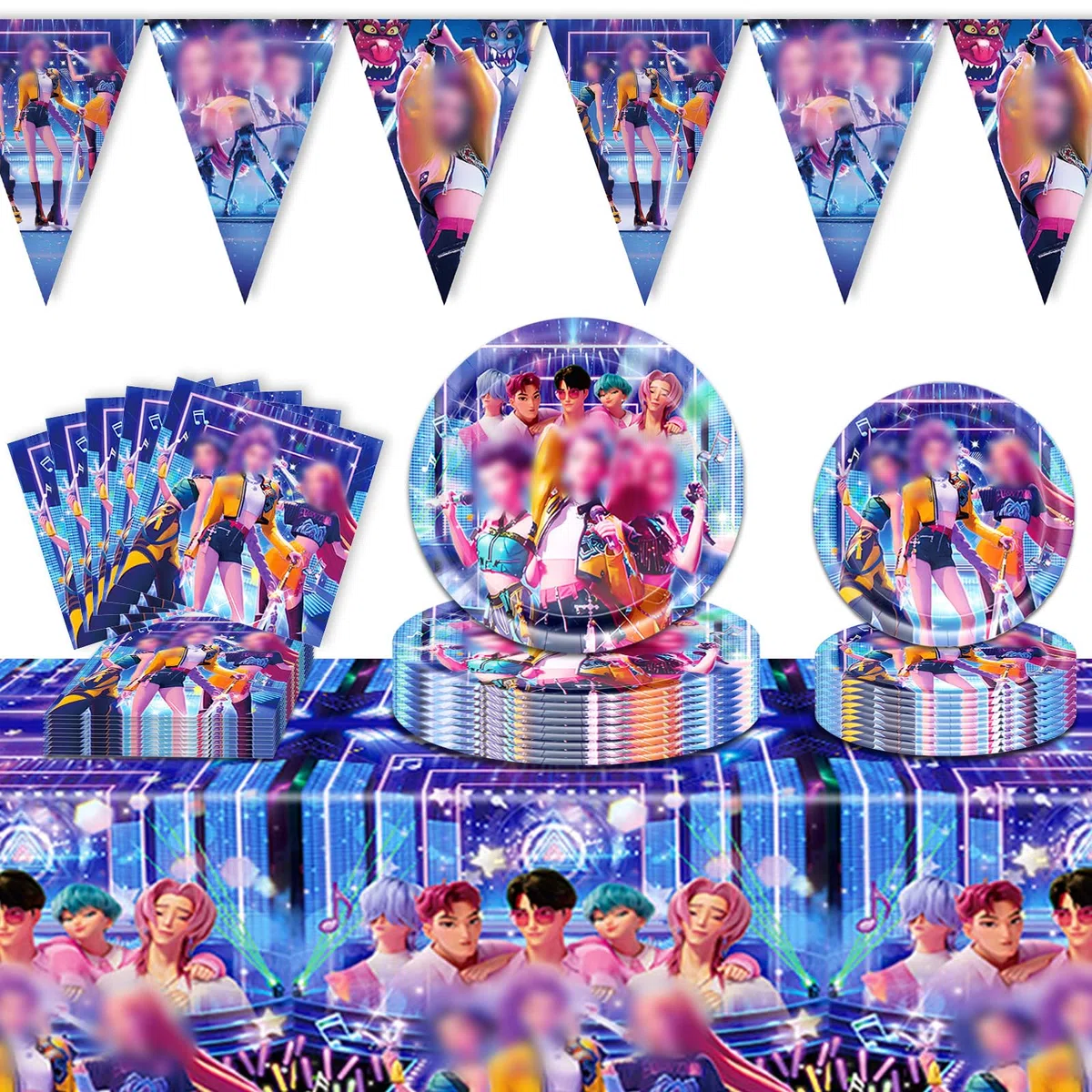 53 Pezzi Stoviglie per Feste di Compleanno Hunters per 10 Ospiti, Set di Stoviglie per Feste di Compleanno a Tema