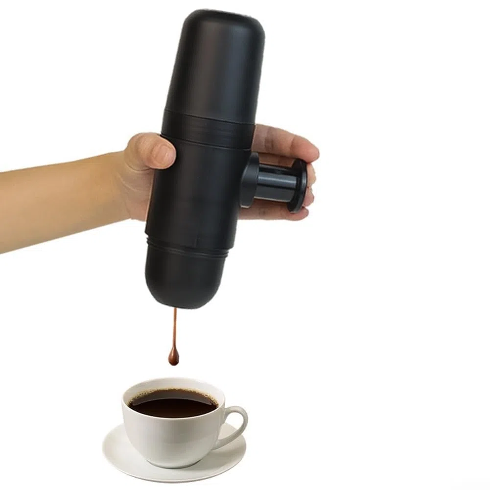 Macchina per caffè espresso manuale portatile, mini macchina per caffè manuale compatibile con caffè macinato in capsule