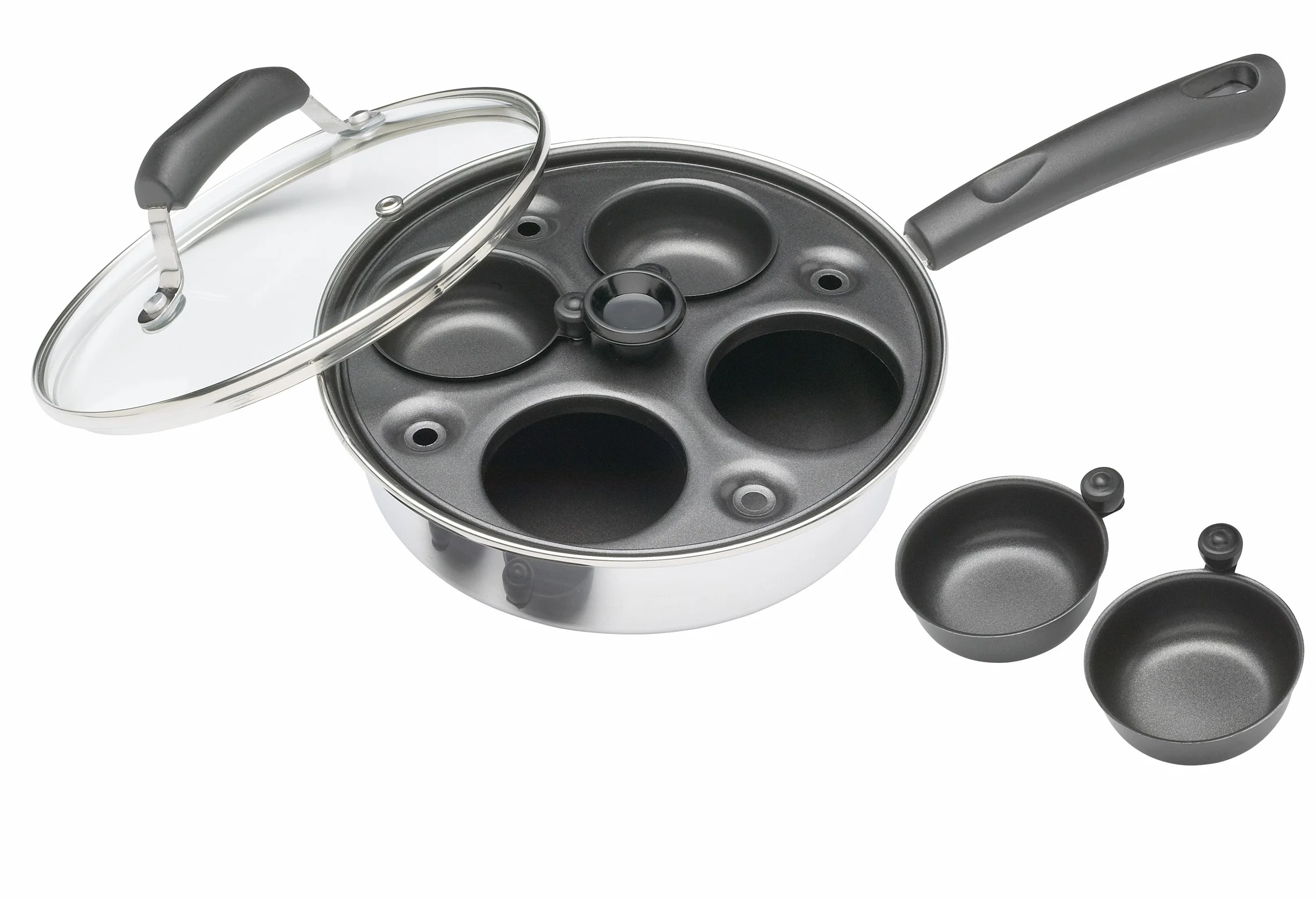 KitchenCraft Cuoci Uova in Camicia a 4 Fori in Acciaio al Carbonio Rivestito in Alluminio