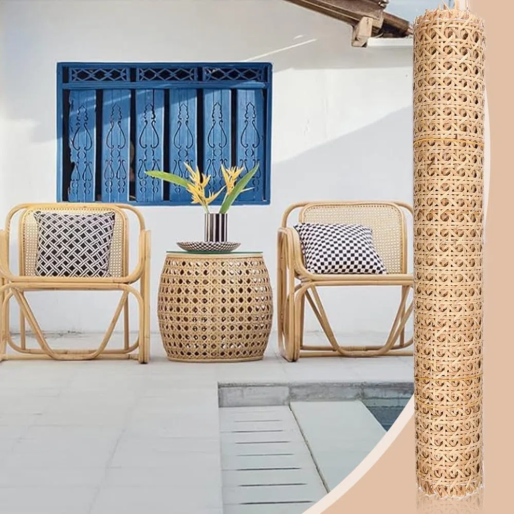 Kleemeiero Rattan Naturale Rotolo 1*0.4m Fettuccia Natuaral in Rattan Fettuccia in Rattan per Mobili Fettuccia in Rotolo di Canna Intrecciata Rattan Rotolo per Fai da Te Sedie, Cestini, Sottobicchieri