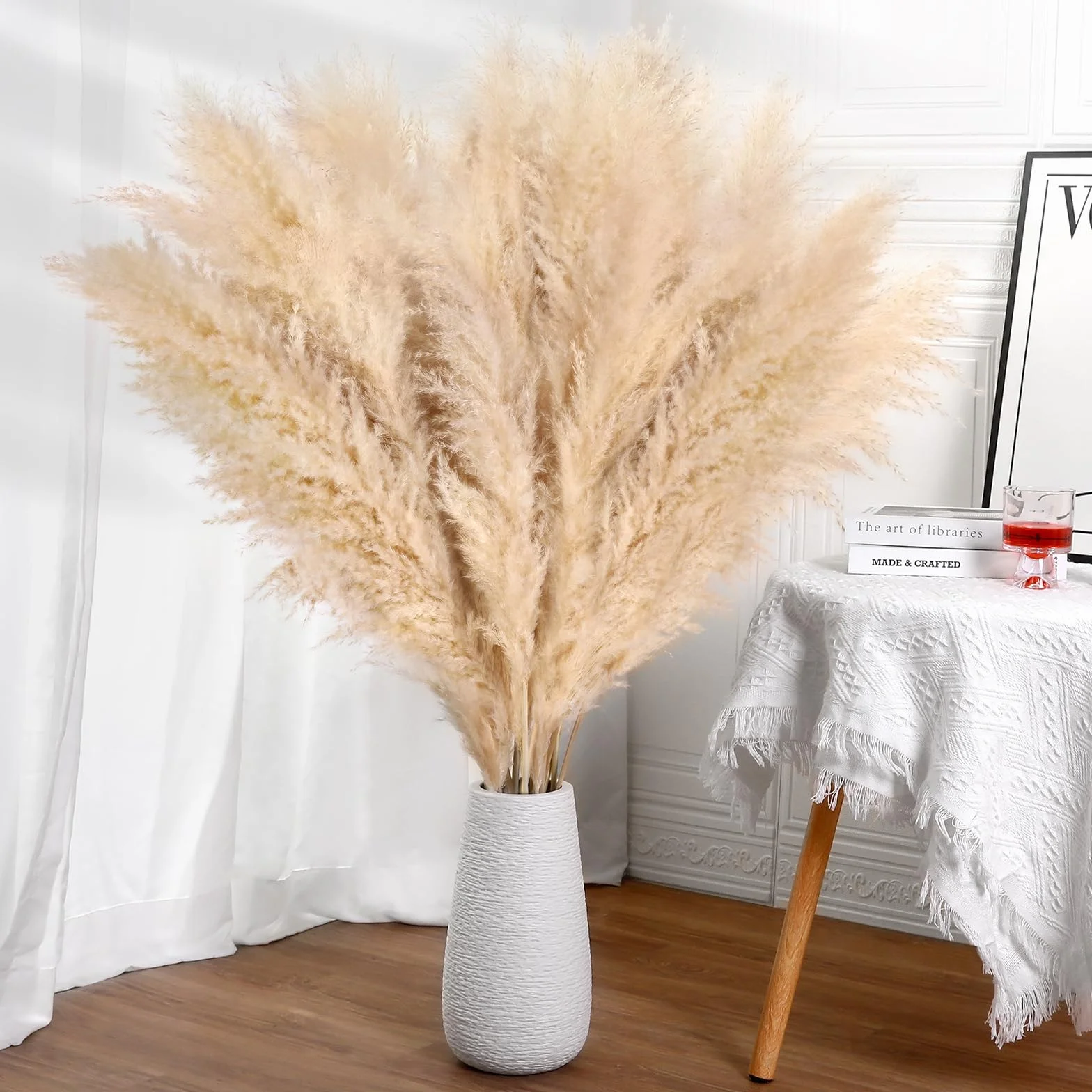 10 Pezzi Pampas Decorative - DATEFUN Fiori Secchi Decorativi 100 cm - Piume Erba Della Pampas Naturali per Matrimoni, Boho Decor, Home Decor