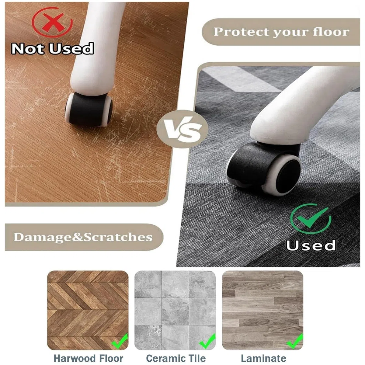 Odot Tappeto Sedia Ufficio Gaming Studio Classico Tappeto Salvapavimento Antiscivolo Protettore del Pavimento Tappetino per Sedia da Ufficio con Ruote per Parquet Piastrelle (Texture Lino,120x160cm)