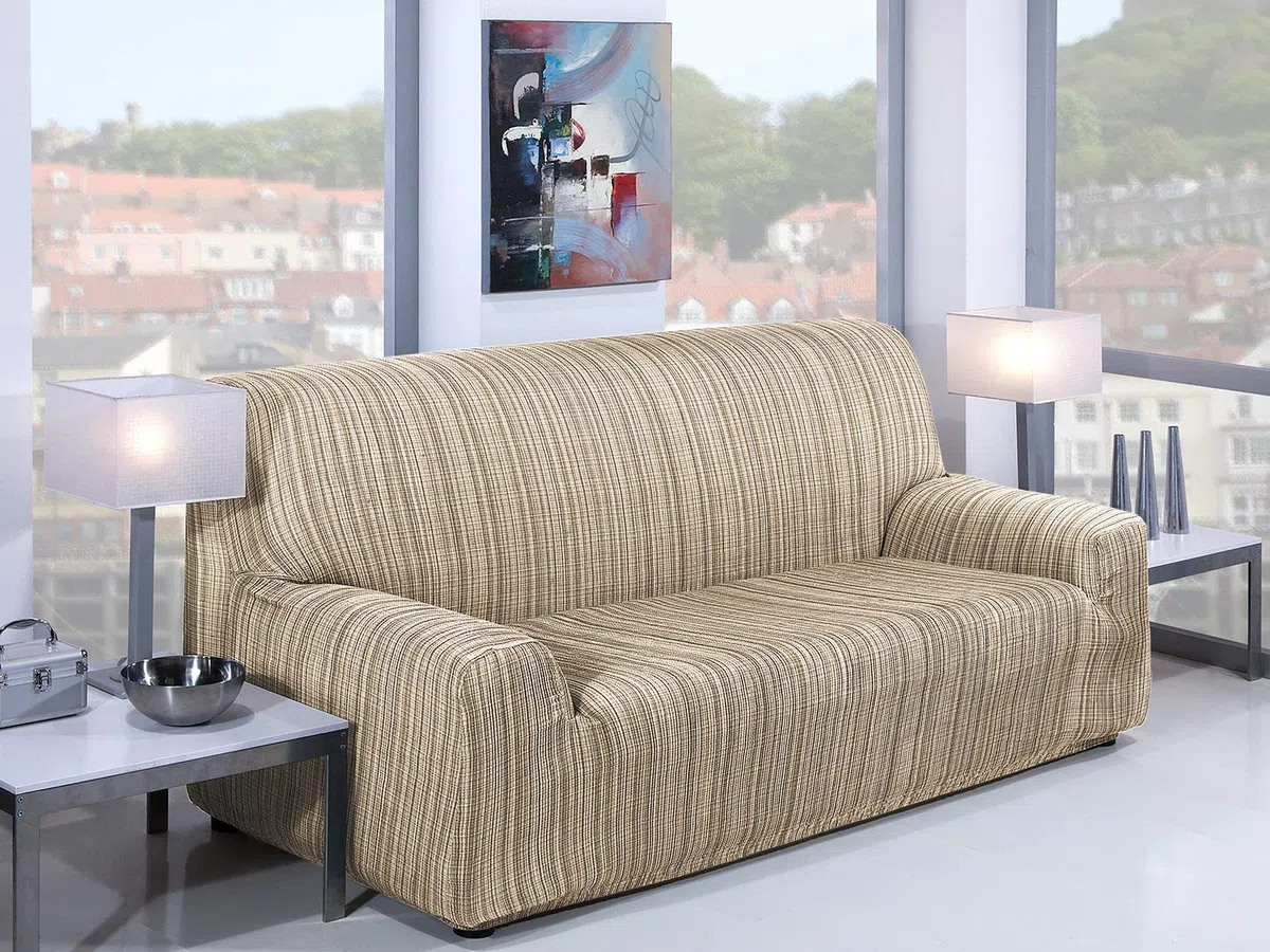 Martina Home Custodia di Divano Elasticizzato Modello Mejico 3 posti Beige, tela