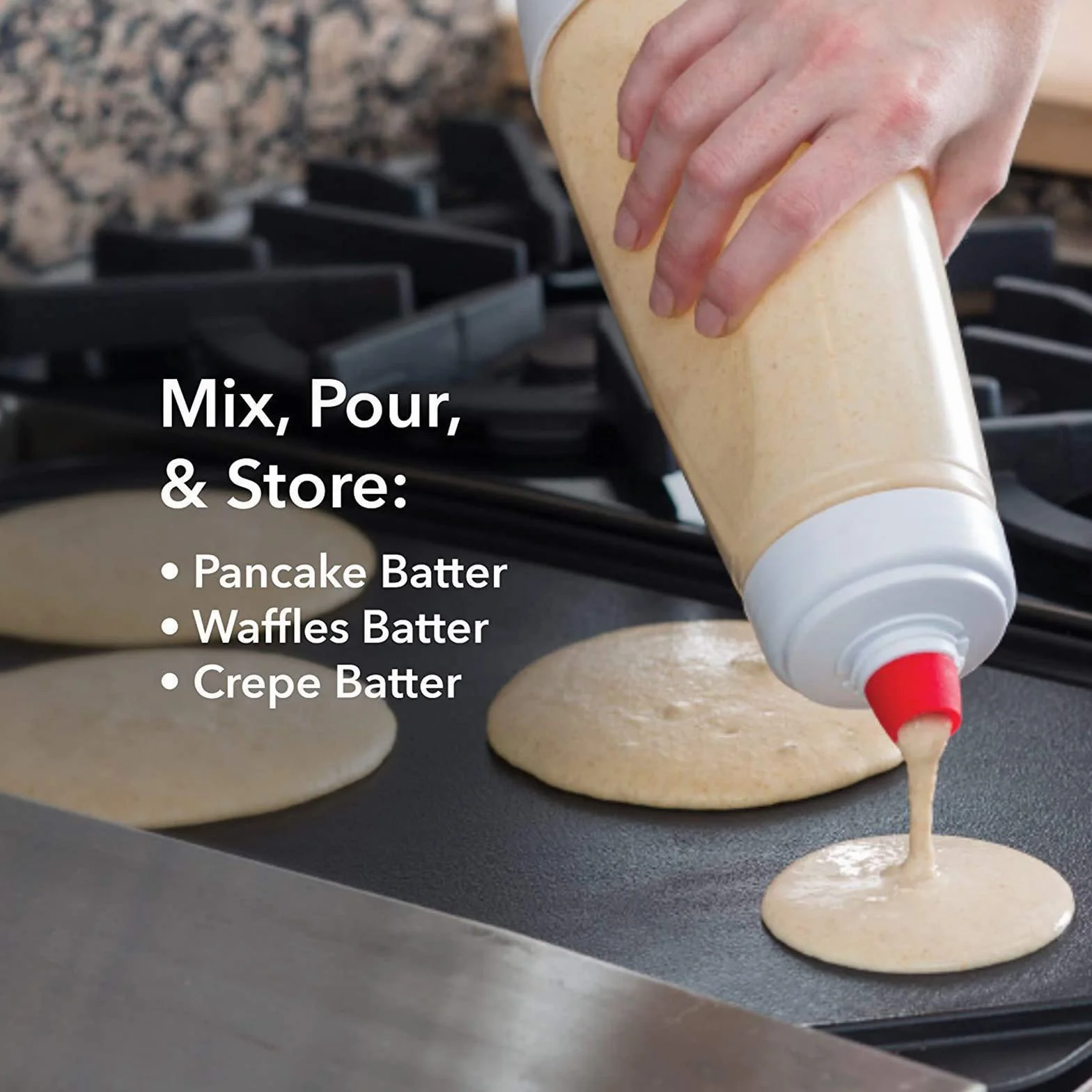 Bottiglia di Miscelazione per Pastella Dispenser per Miscelatore per Pastella Dispenser per Pastella Pancake Cupcake Cream Squeeze Paste Dispenser Kitchen Tool per pancake, waffle, Crepes, Pancake