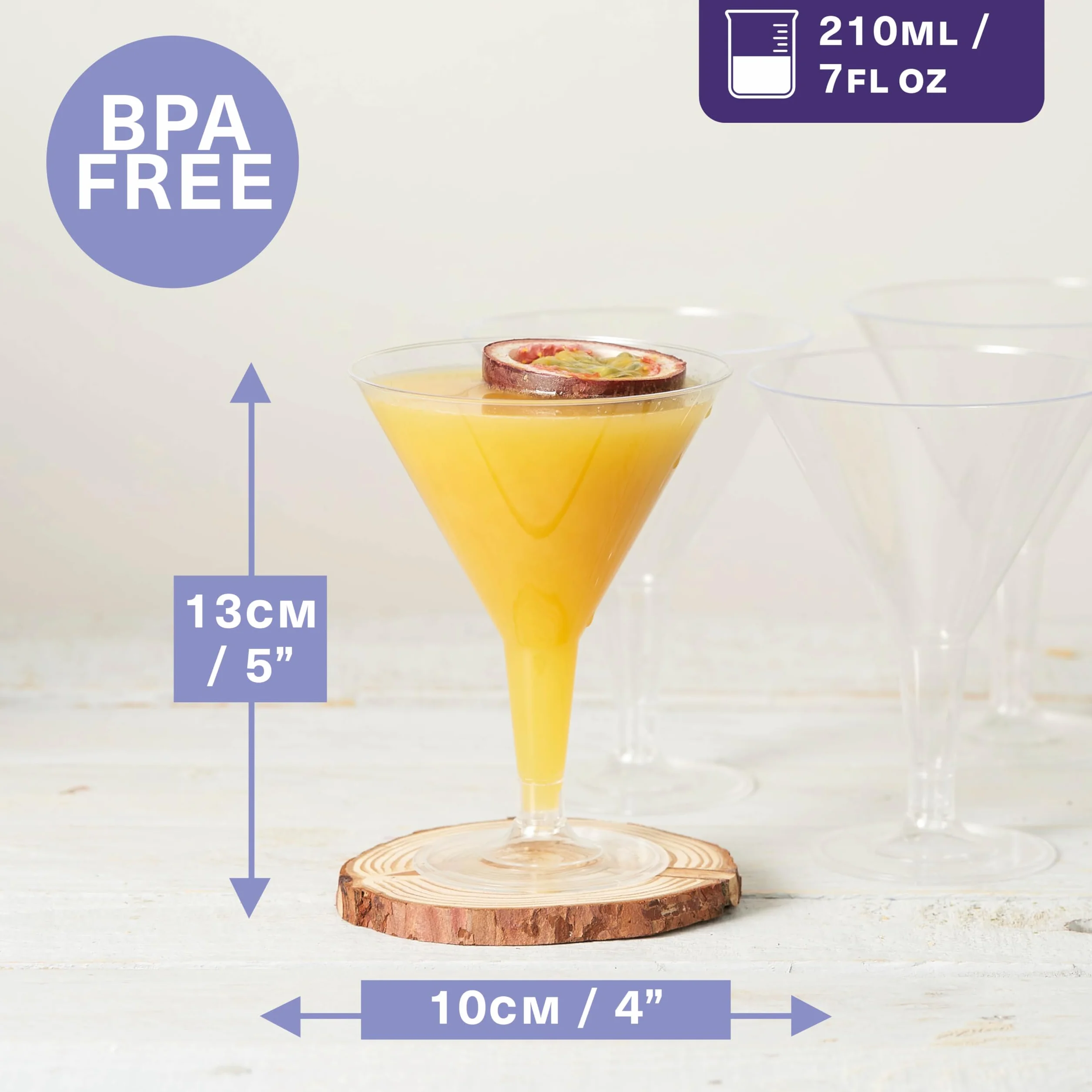 Matana - 48 Eleganti Bicchieri da Martini in Plastica, Bicchieri Cocktail (210ml) - Bicchieri per Dessert Riutilizzabili ed Eleganti per Compleanni, Matrimoni, Feste