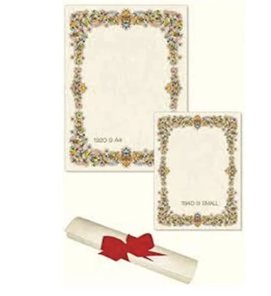 cromo Carta Pergamena La Medioevale Decorata Avorio A4 210x297mm 160g/mq Confezione da 12 Fogli