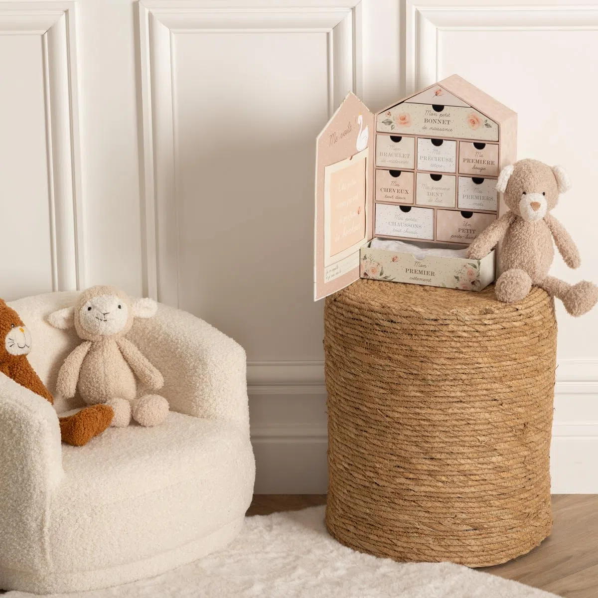 ATMOSPHERA CREATEUR D'INTERIEUR - Scatola Regalo per Bambini cygne Rosa h30,5cm
