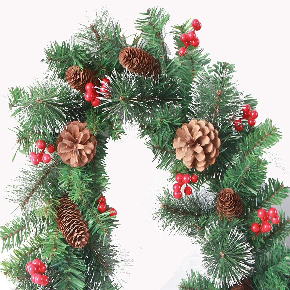 Ghirlanda di Natale Illuminate,ghirlanda natalizia con luci a LED 180cm, Ghirlanda di Abete per Porta di casa,Festa di Nozze, per Interni ed Esterni,Decorazione Natalizia Giardino