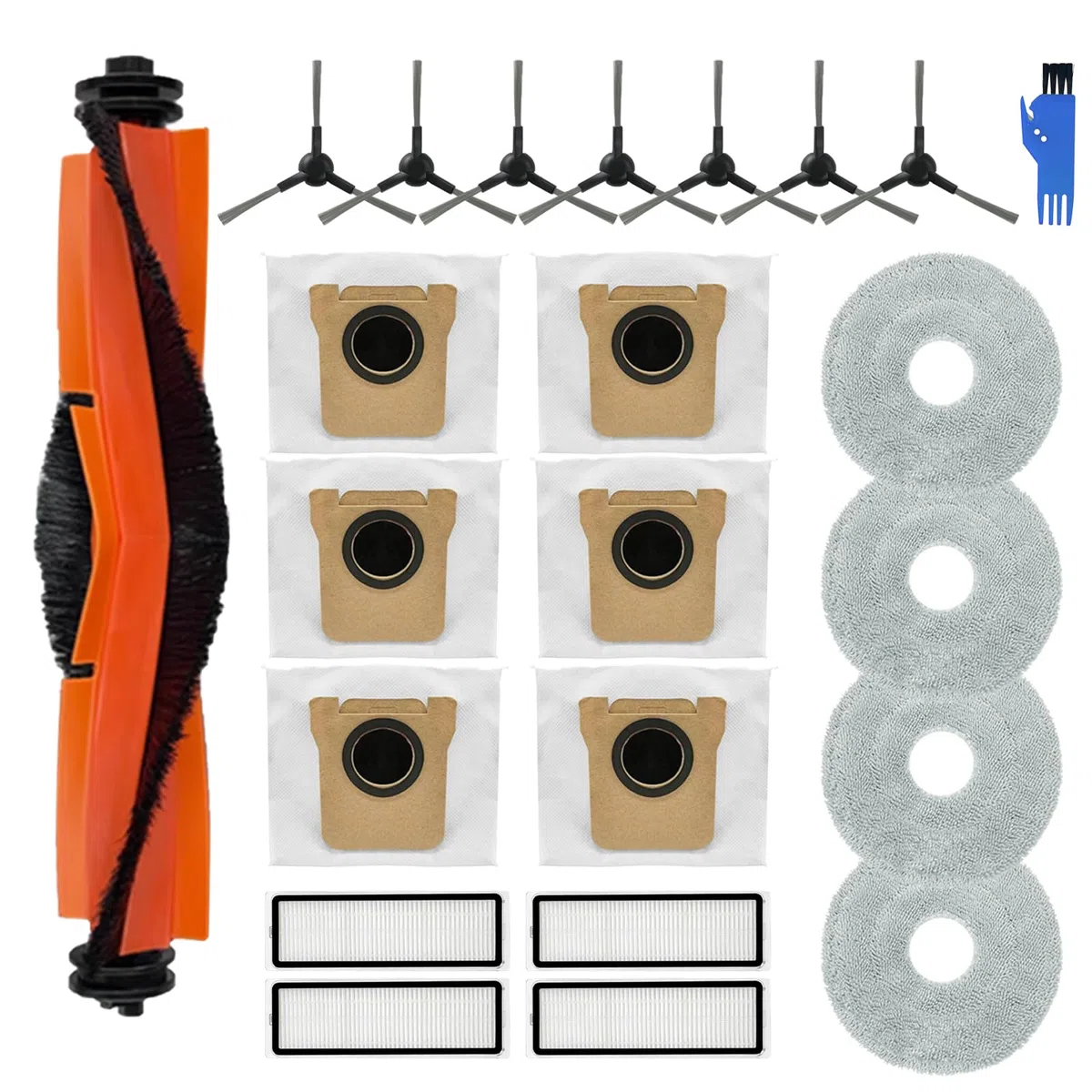 19 Pezzi Accessori per Xiaomi X20 Max/X20 Pro Aspiratore, 1 Spazzola Principale, 4 Filtri, 4 Asciugamani, 6 Sacchi di Polvere, 7 Spazzole Laterali, per Xiaomi X20 Max, X20 Pro Accessori