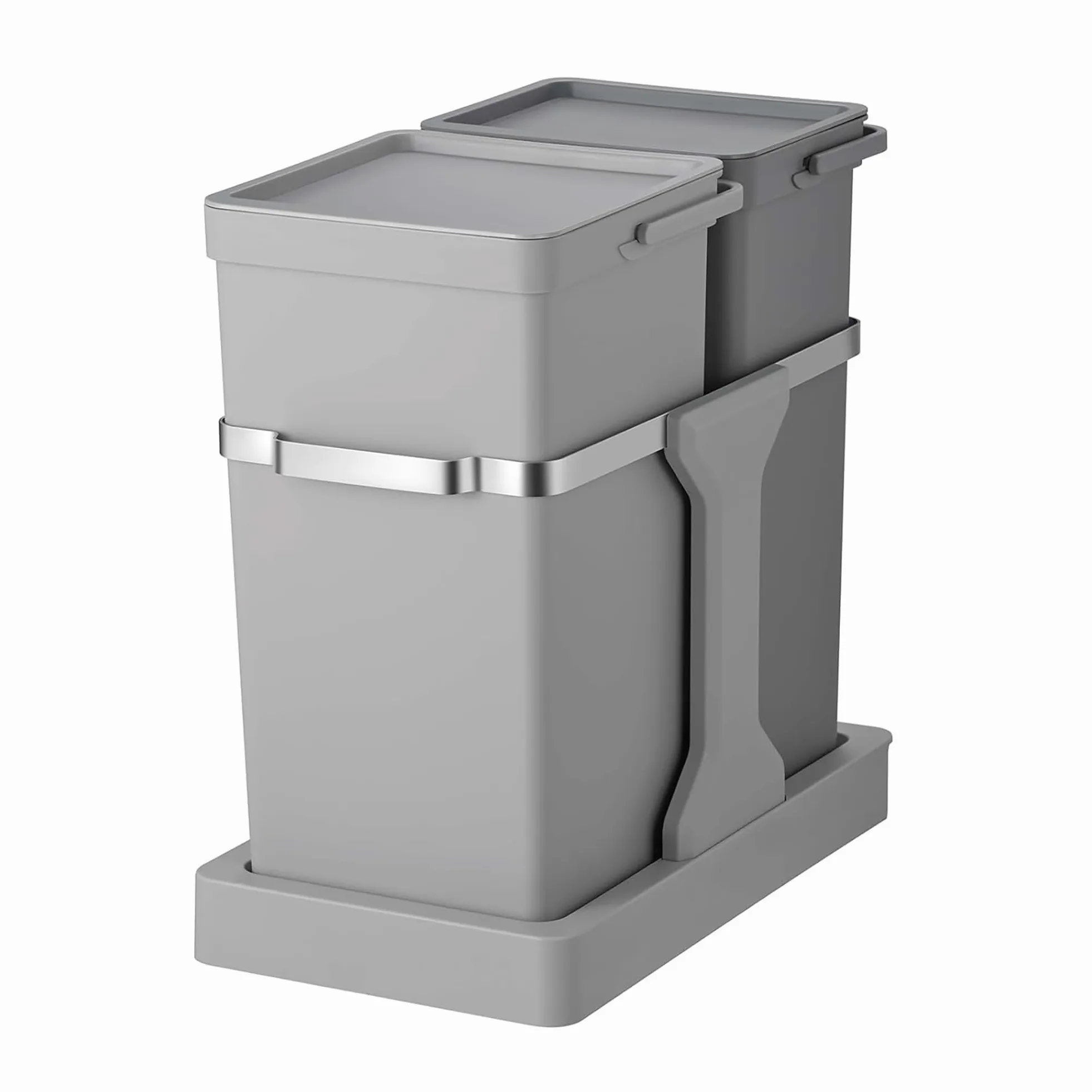 EKO Pattumiera Differenziata 2 Scomparti 20L + 15L Estraibile | Sottolavello con Guide Scorrevoli | Chiusura Silenziosa Compatta