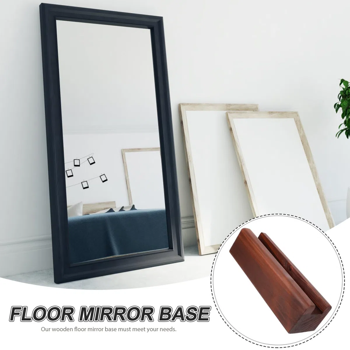 DOITOOL Supporto Di Base Per Specchio Da Pavimento Supporto A Specchio A Piede Titolari Dart Supporti A Specchio Piena Lunghezza Staffa A Specchio Completo Legno Lusso Leggero Pad Fisso