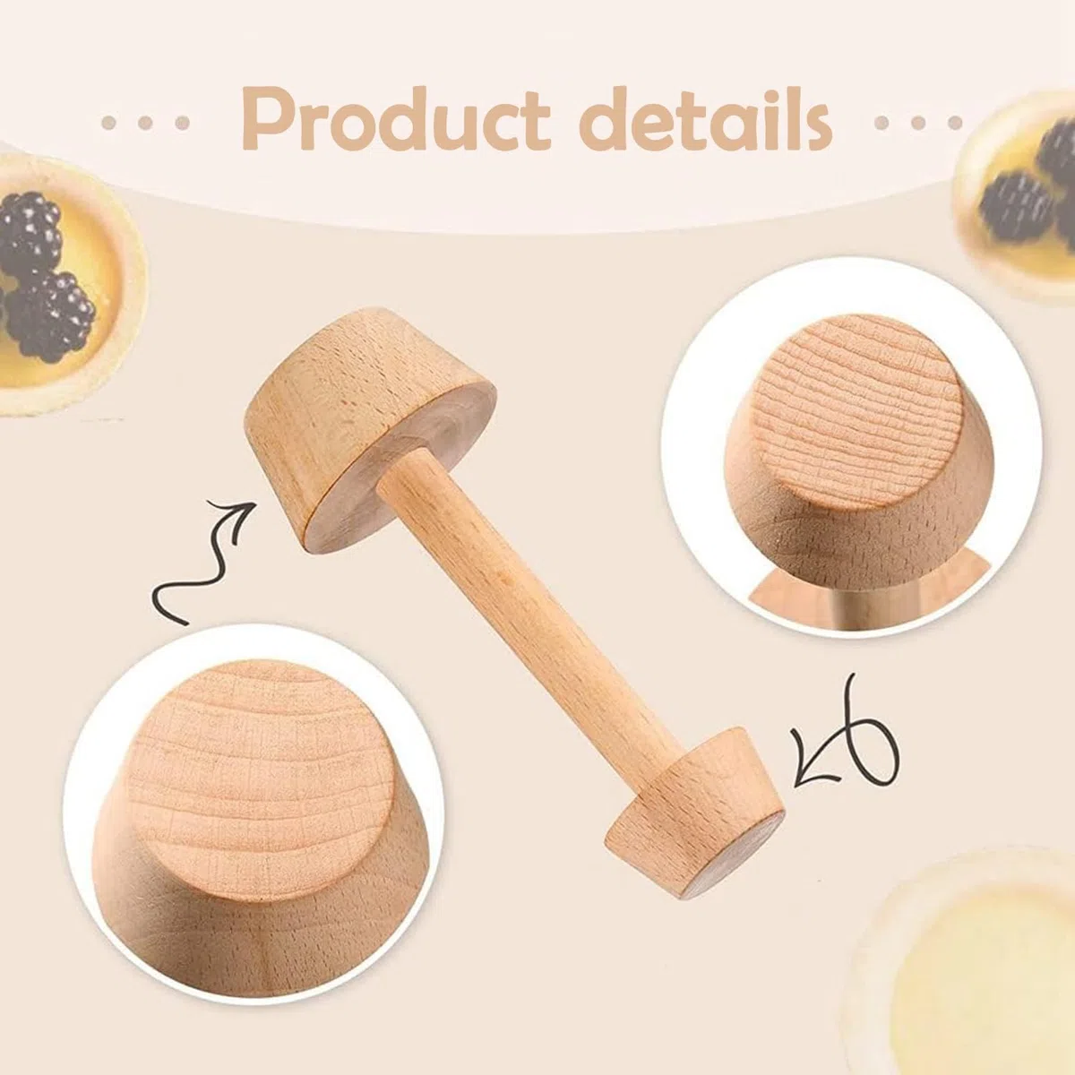 3 Pezzis Stampi In Legno Per Crostate, Mini Doppia Stampo Per Crostate, Pasticceria Tamper Crostata, Tartelletta Pestello, Tartelletta Pestello In Legno Per Impasto Biscotti Pasticceria Pressa