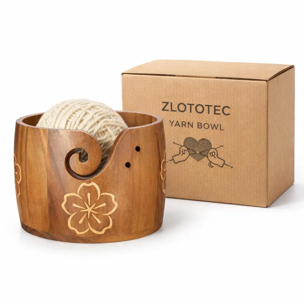 Ciotola per porta filati, design unico, legno di pino, extra grande, lavoro a maglia, uncinetto, macramè, accessori per bricolage, regalo