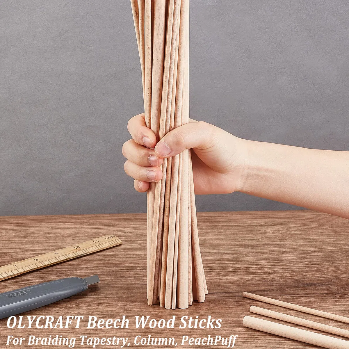 OLYCRAFT 36pz Bastoncini Legno di Faggio 3mm/4mm/5mm/6mm/8mm/10mm Diverse Misure Bastoncini Legno Faggio Tasselli Non Finiti Tasselli Rotondi Legni per Progetti Fai Da Te Artigianato Modellismo