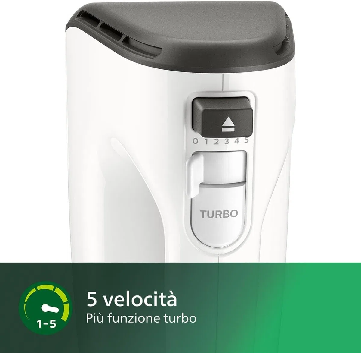 Philips 5000 Series Mixer, 450 W, 5 Velocità + Turbo, Facile Montaggio delle Fruste, Grigio/Cashmere (HR3741/00)